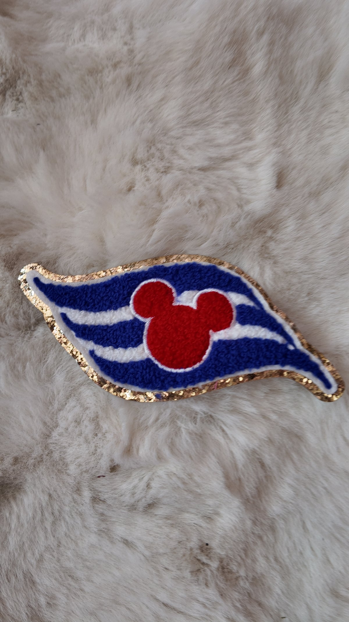 Nautical Mouse Chenille Patch – Blue & Red Glitter Sailor Patch