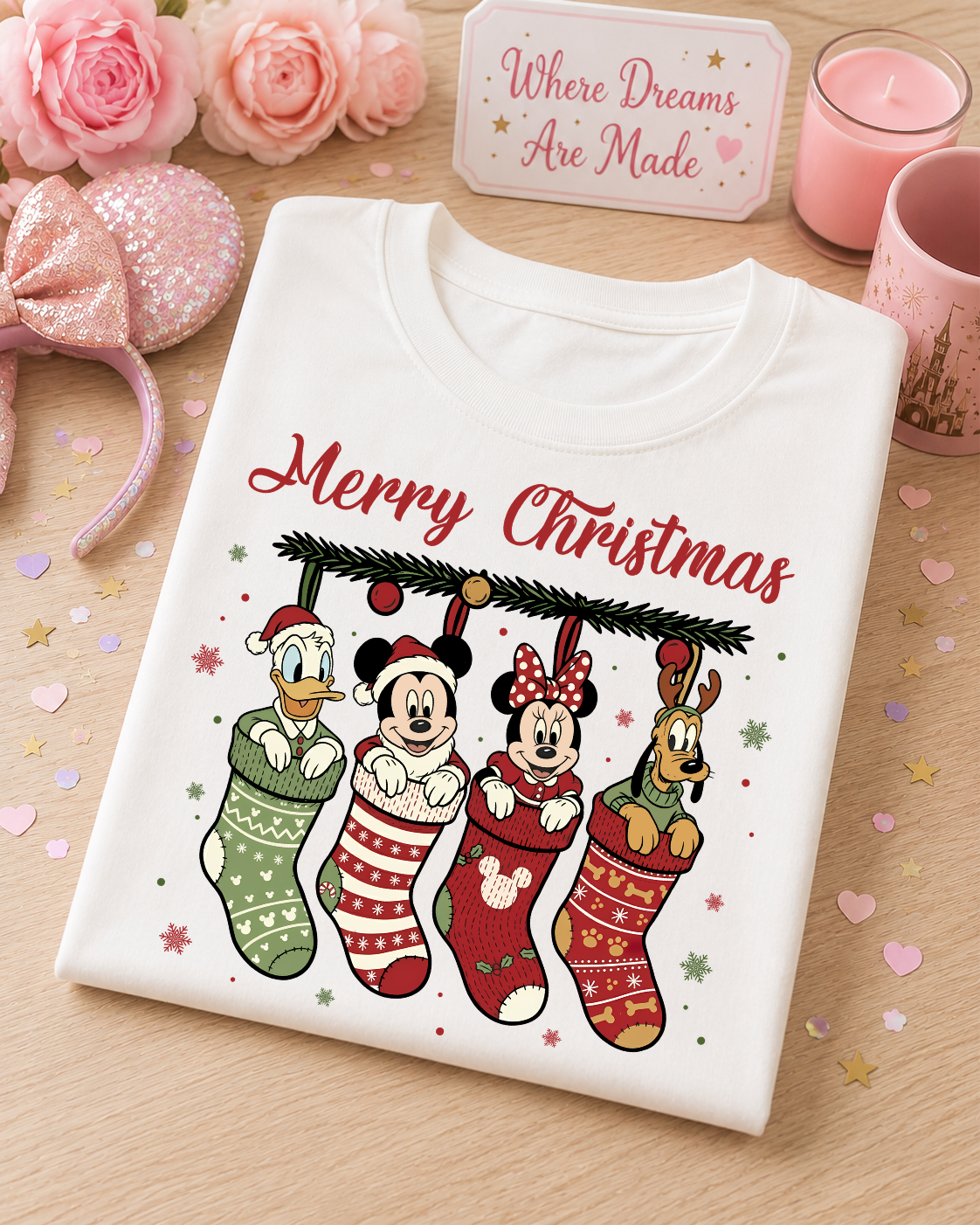 Classic Christmas Characters T-Shirt – Festive Stocking Character Tee