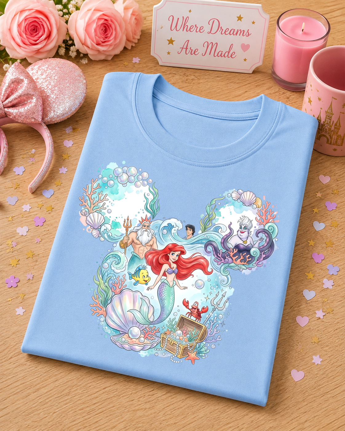 Mermaid Princess T-Shirt – Magical Ocean Friends Character Tee