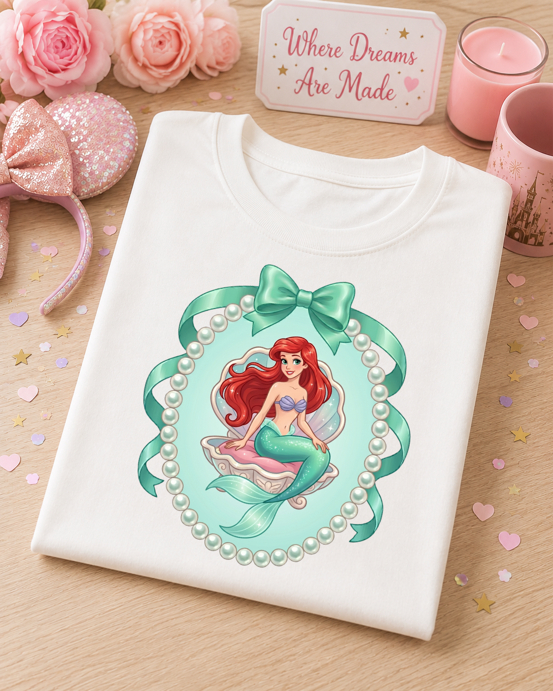 Mermaid Princess Pearl & Bow T-Shirt β Fairytale Mermaid Tee