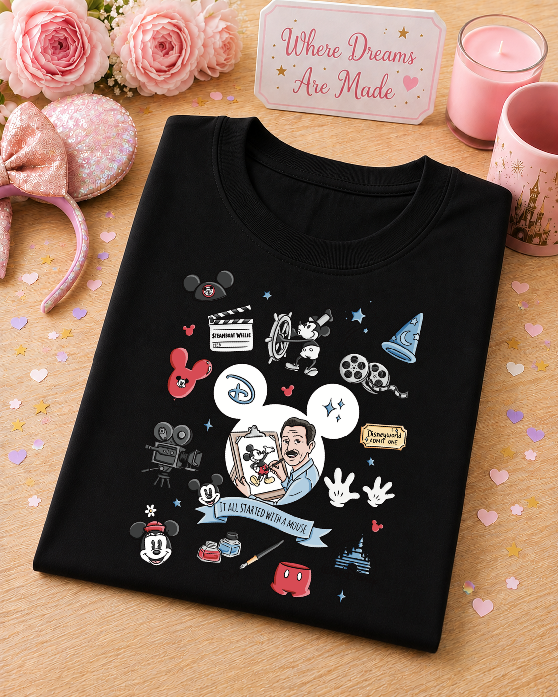 Vintage Animation T-Shirt β It All Started With A Mouse Retro Movie Tee