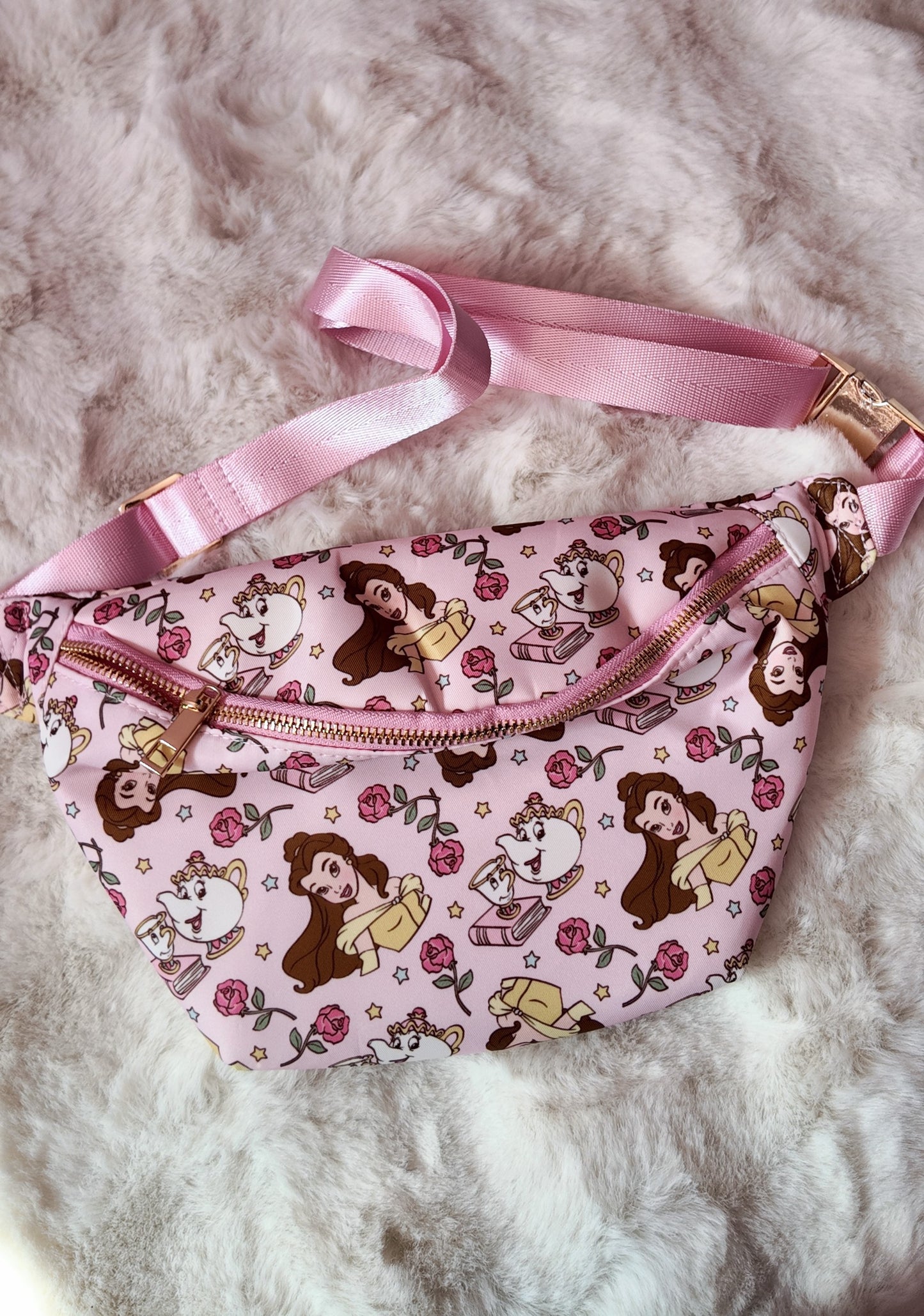 Beauty and the Beast Inspired Fanny Pack, Princess Pink Waist Bag, Belt Bag, Cute Theme Park Crossbody Bag
