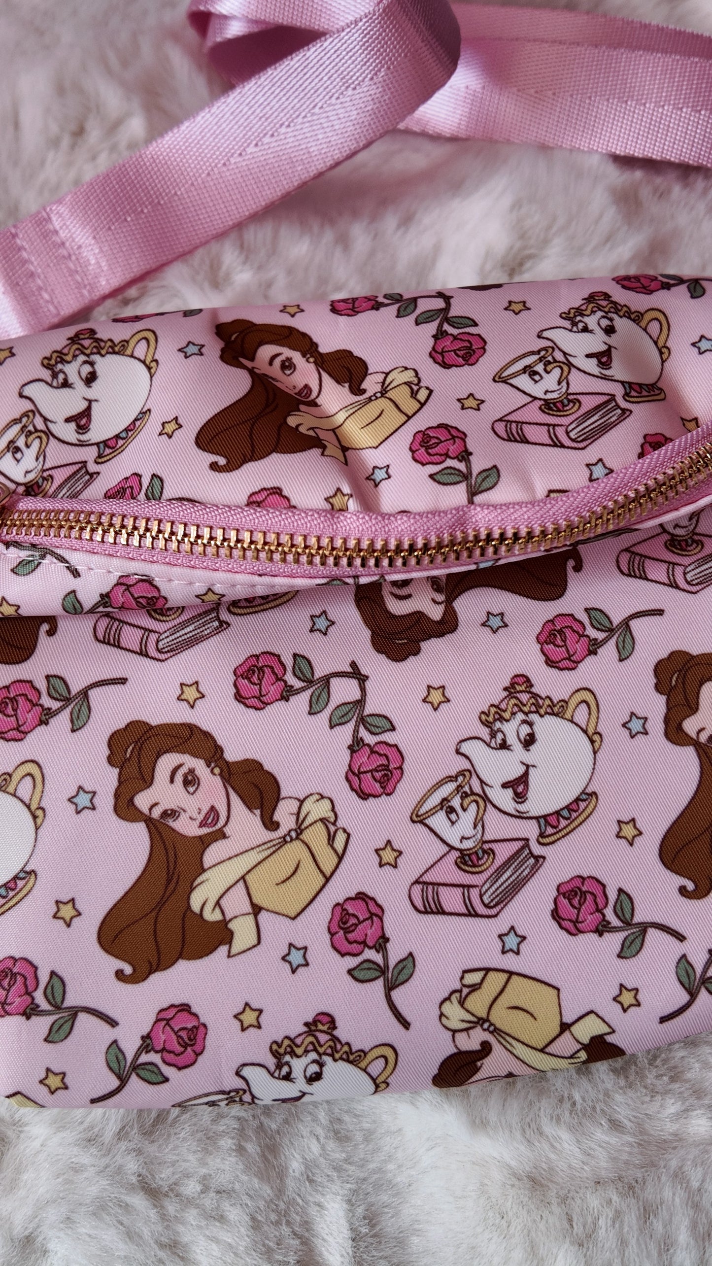 Beauty and the Beast Inspired Fanny Pack, Princess Pink Waist Bag, Belt Bag, Cute Theme Park Crossbody Bag