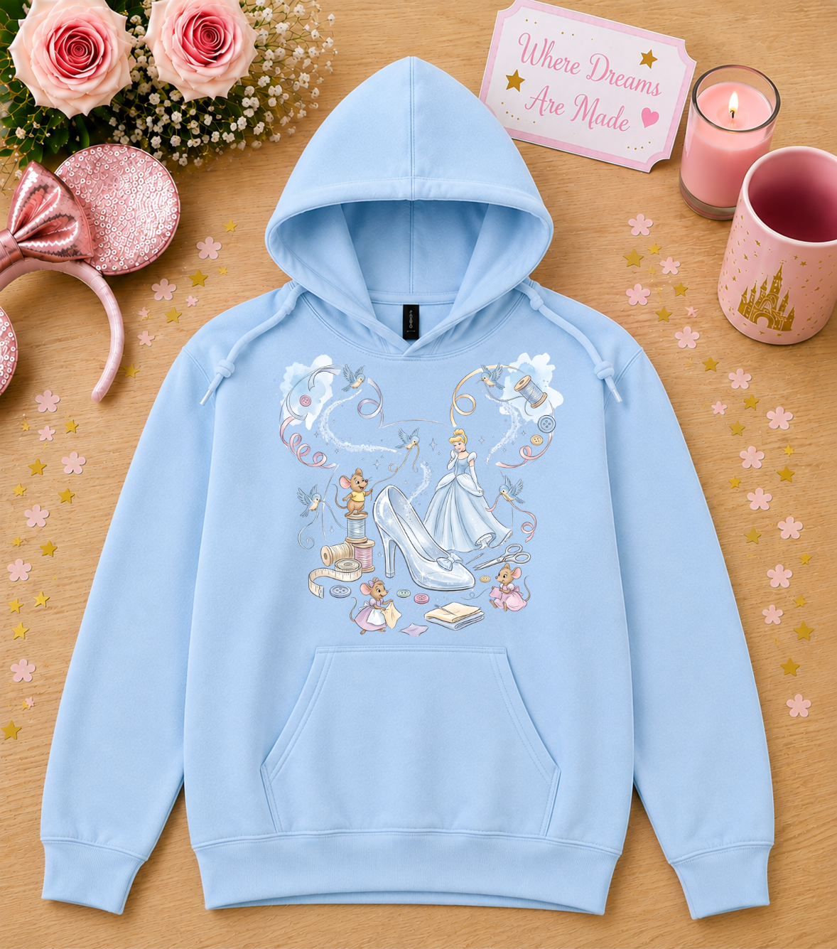 Glass Slipper Princess Hoodie – Fairytale Sewing & Mice Design