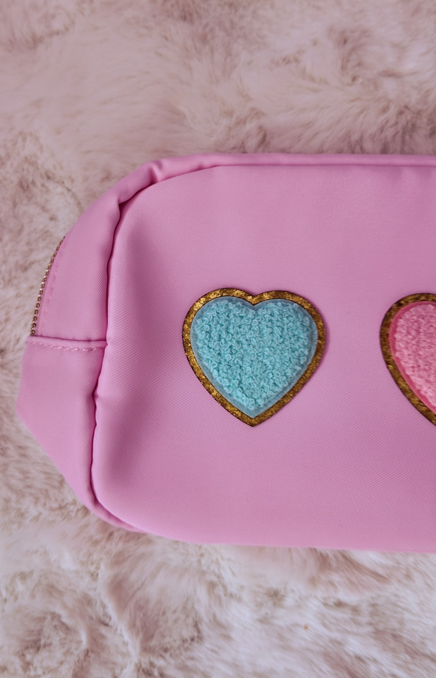 Hearts Cosmetic Bag/ Make Up Bag - Blue