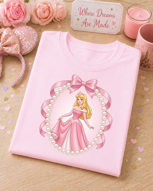 Pink Princess Pearl & Bow T-Shirt – Fairytale Princess Tee