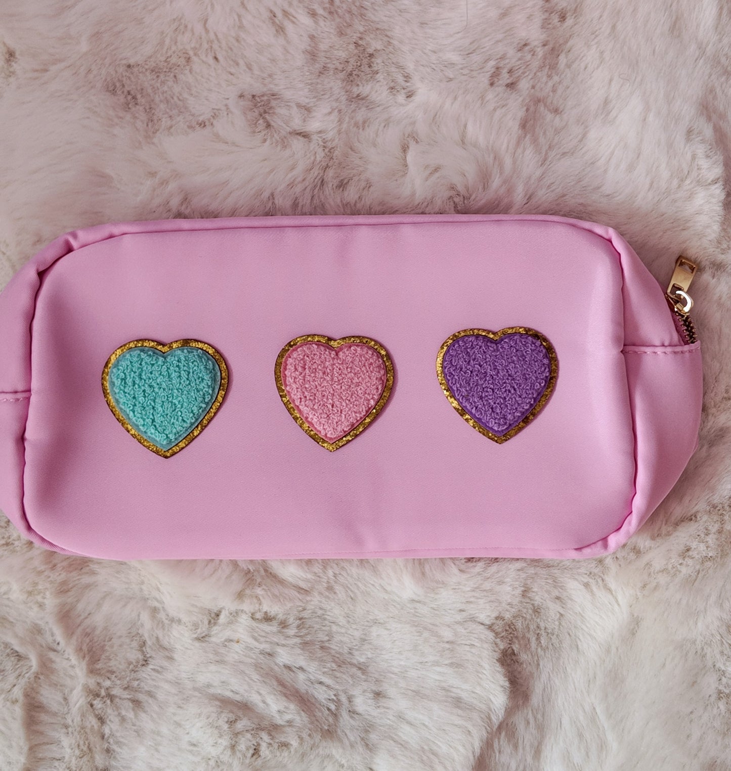 Hearts Cosmetic Bag/ Make Up Bag - Blue