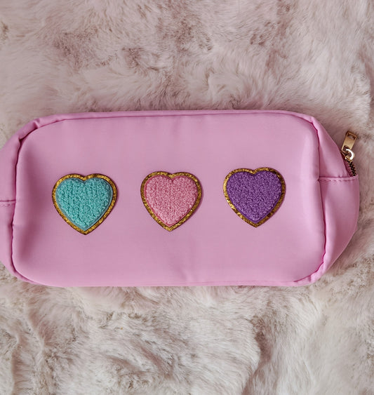 Hearts Cosmetic Bag/ Make Up Bag