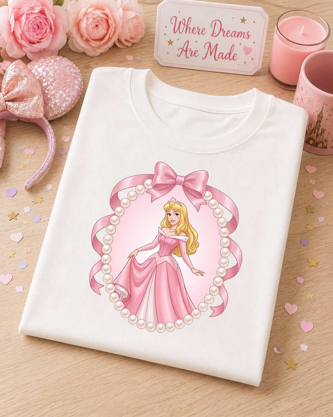 Pink Princess Pearl & Bow T-Shirt – Fairytale Princess Tee