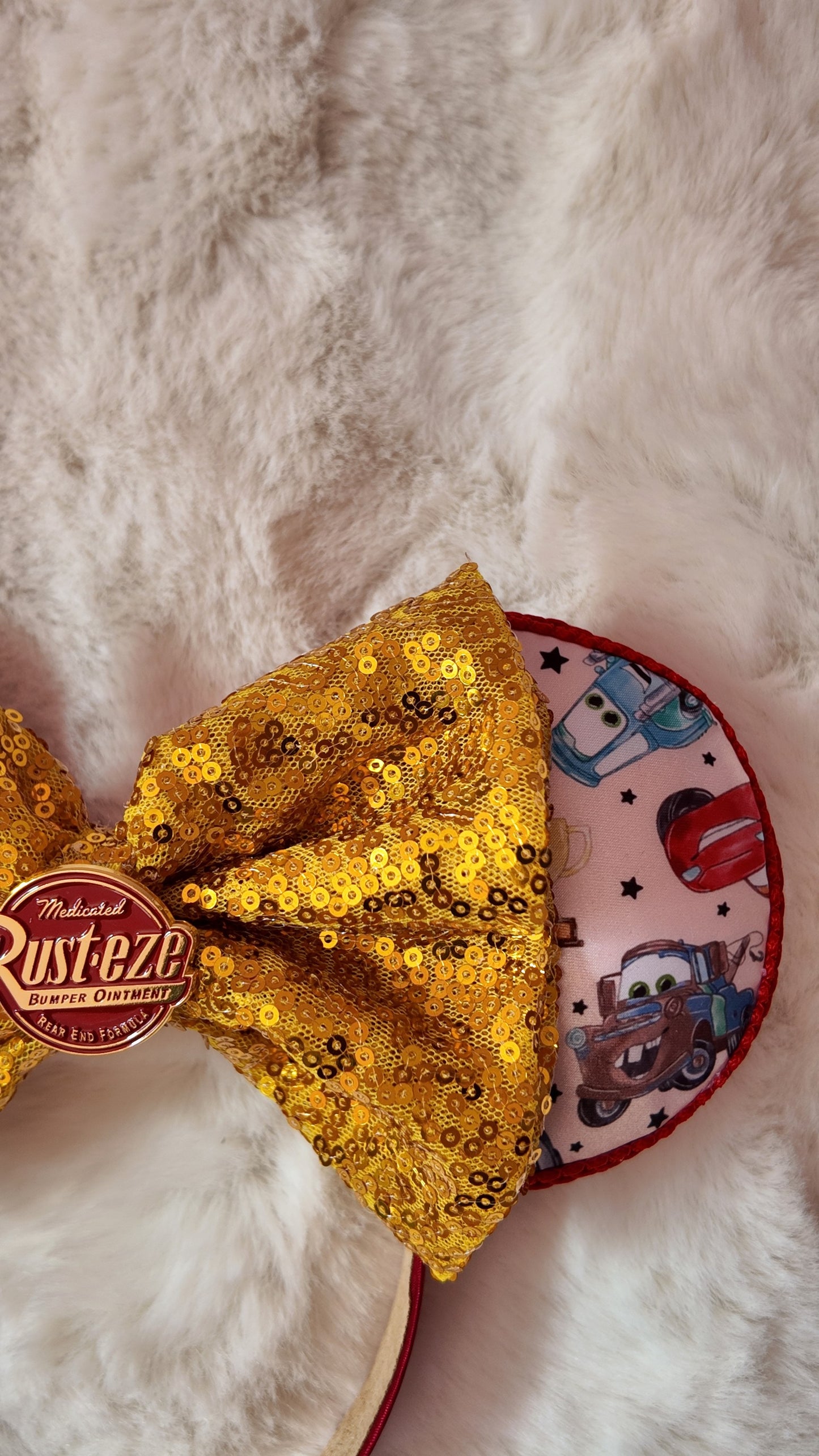 Cars Inspired Minnie Ears, Lightning McQueen Mouse Ears Headband, Racing Theme Inspired Ears