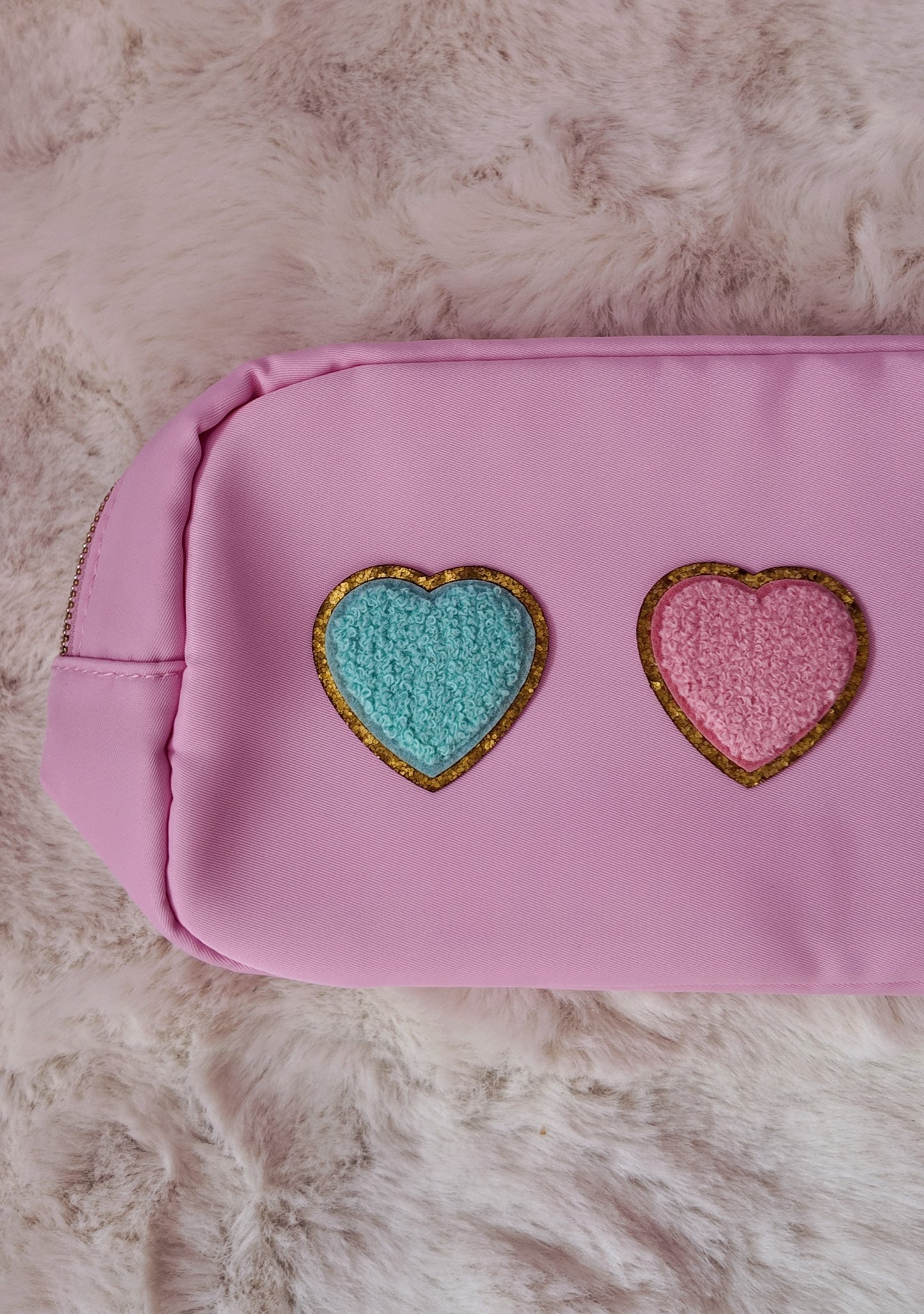Hearts Cosmetic Bag/ Make Up Bag - Blue
