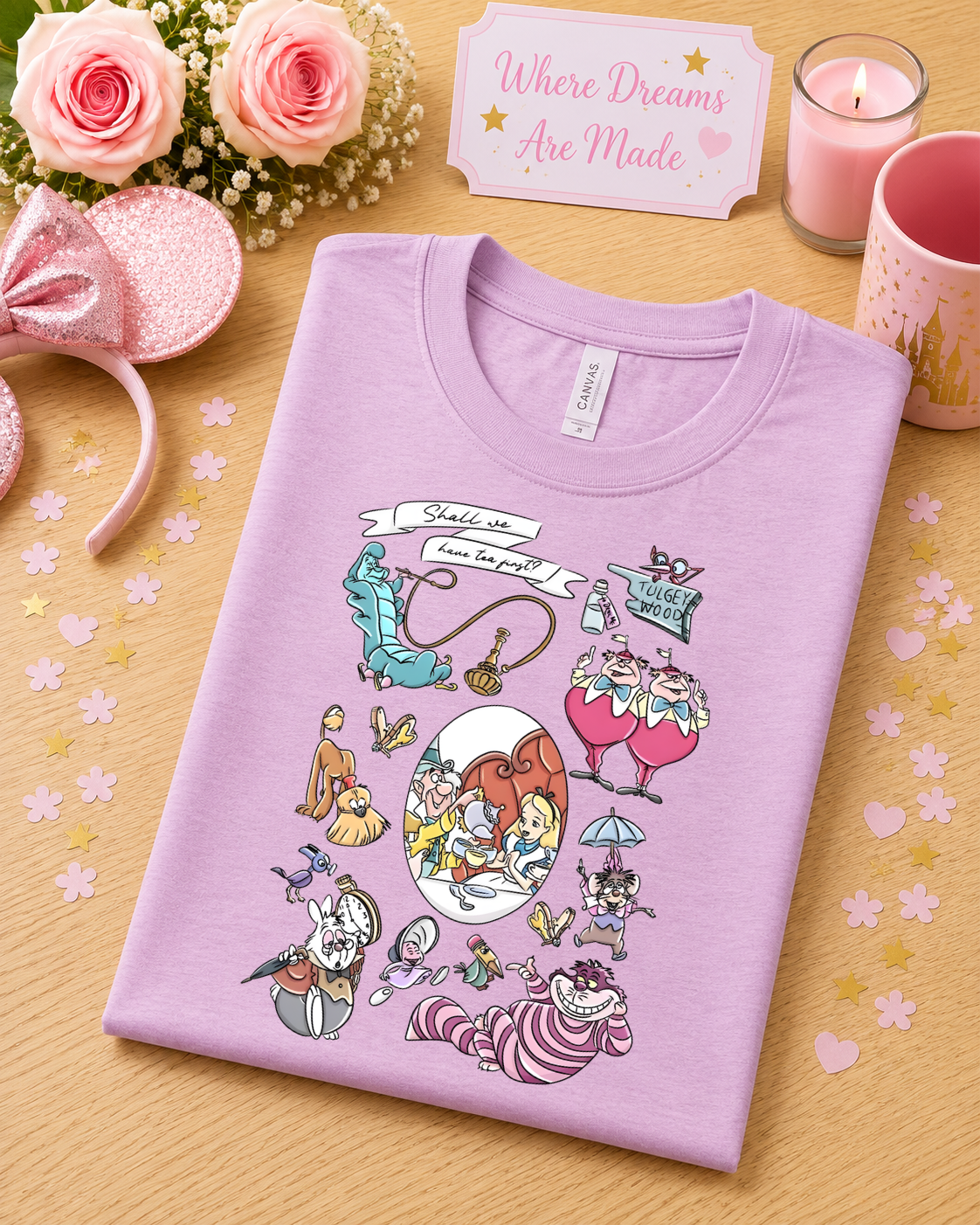 Whimsical Tea Party T-Shirt – Curious Wonderland Inspired Character Tee