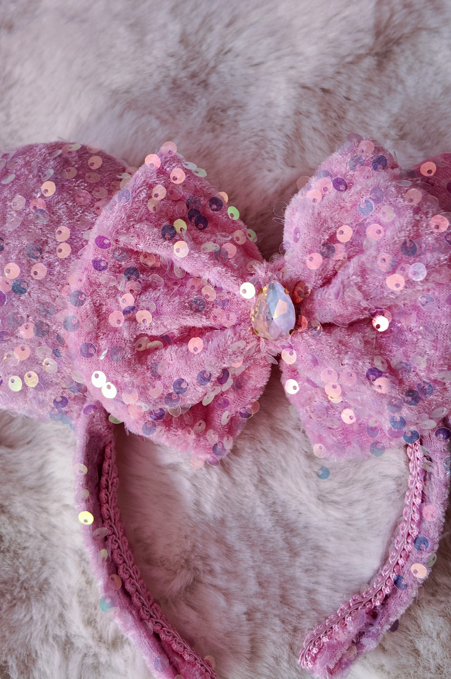 Pink Sparkly Minnie Ears Headband