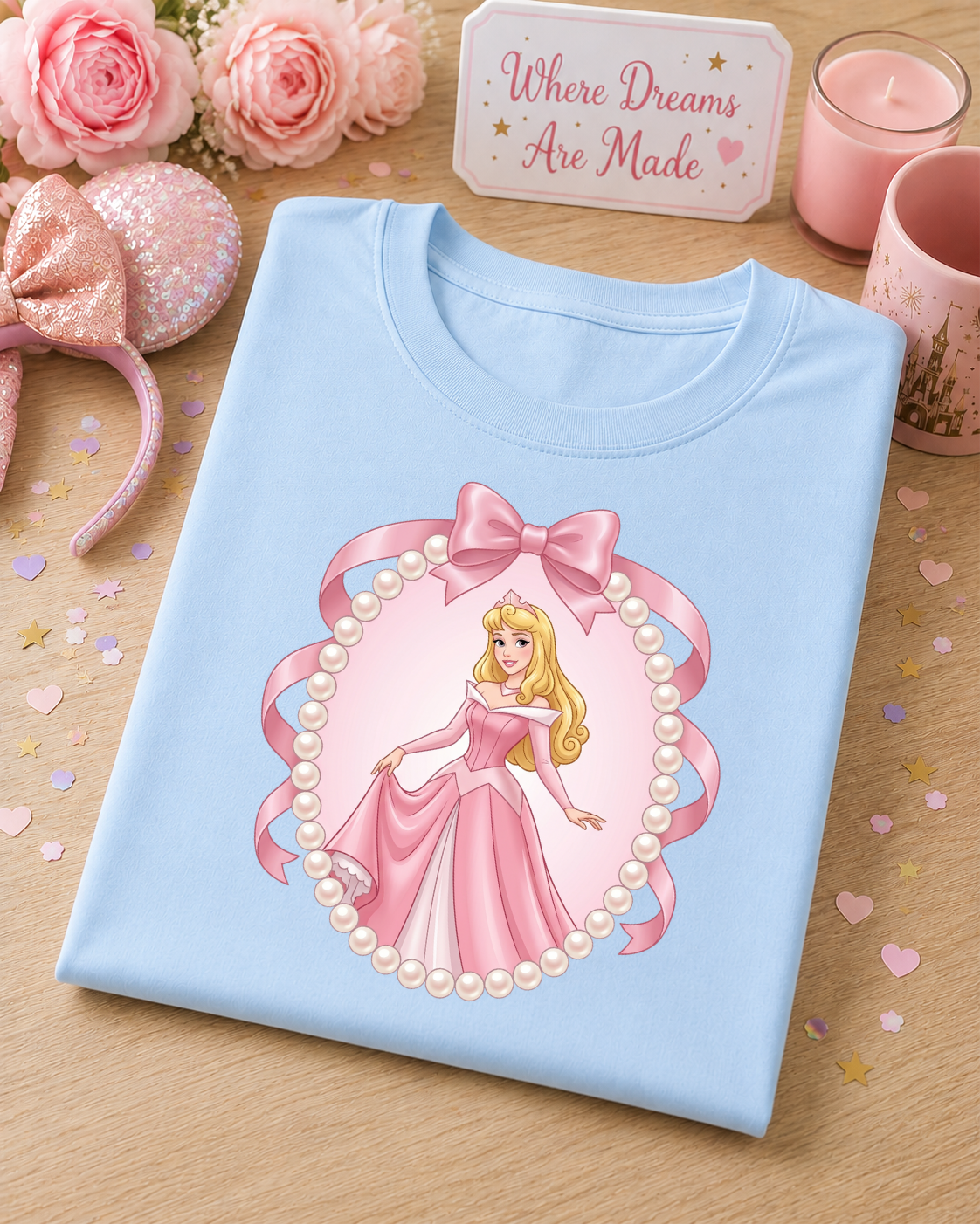 Pink Princess Pearl & Bow T-Shirt – Fairytale Princess Tee