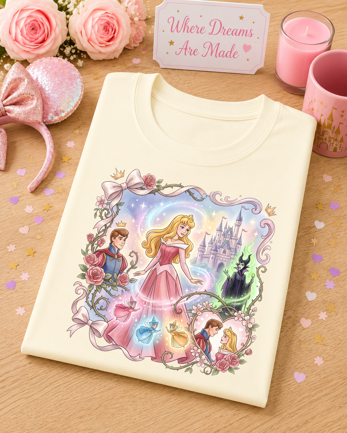 Sleeping Princess Fairytale T-Shirt – Princess, Castle & Rose Design