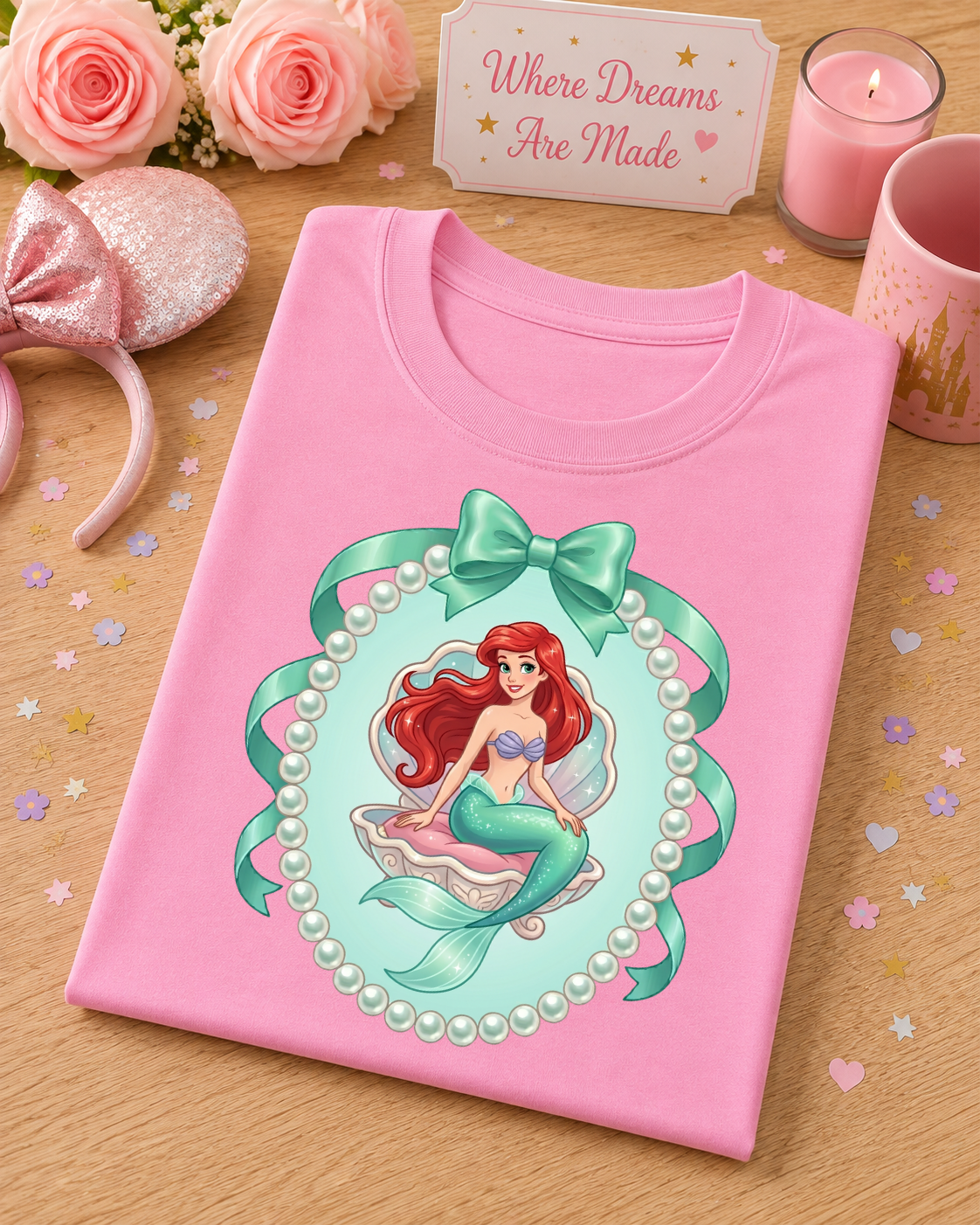 Mermaid Princess Pearl & Bow T-Shirt – Fairytale Mermaid Tee