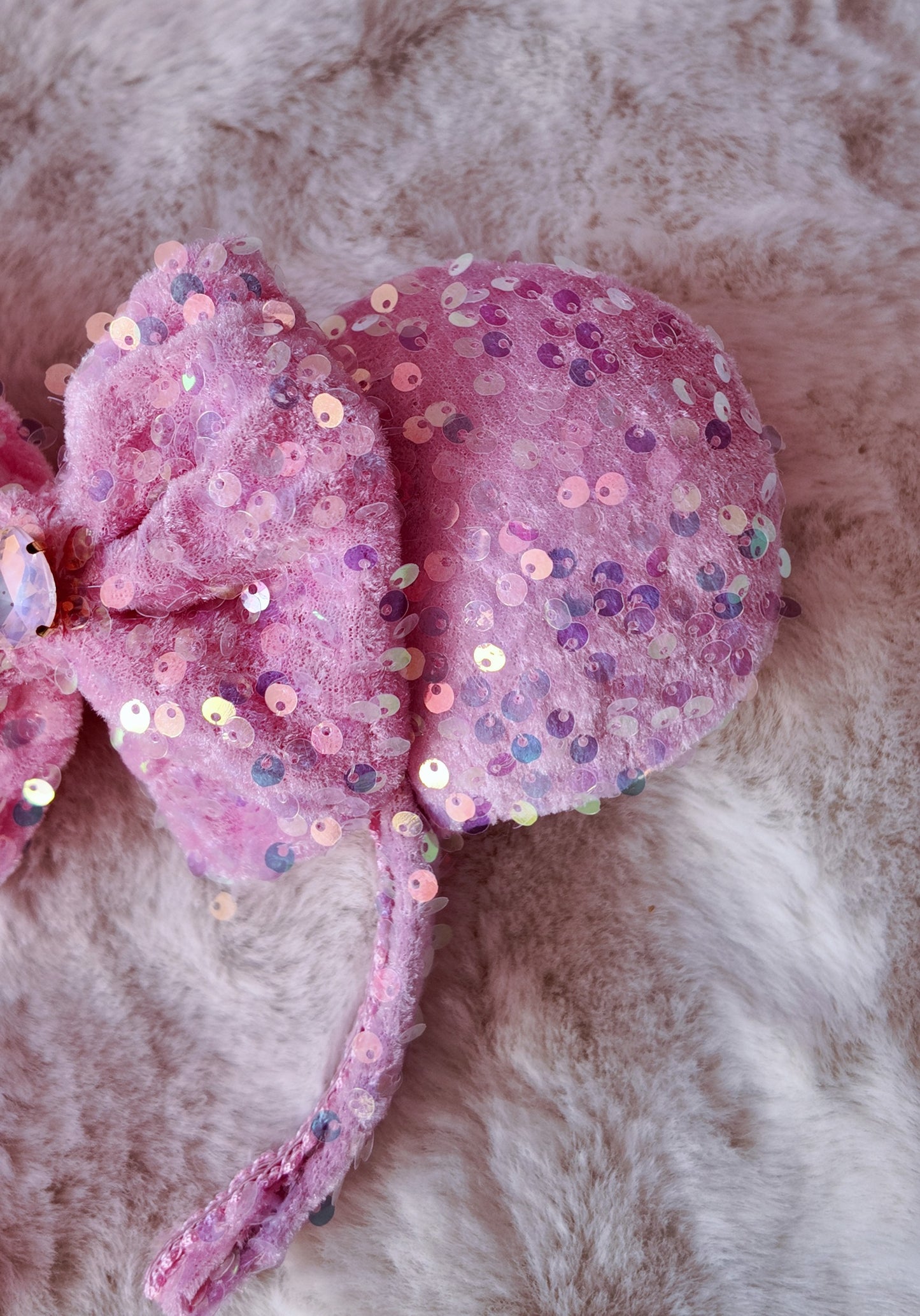 Pink Sparkly Minnie Ears Headband