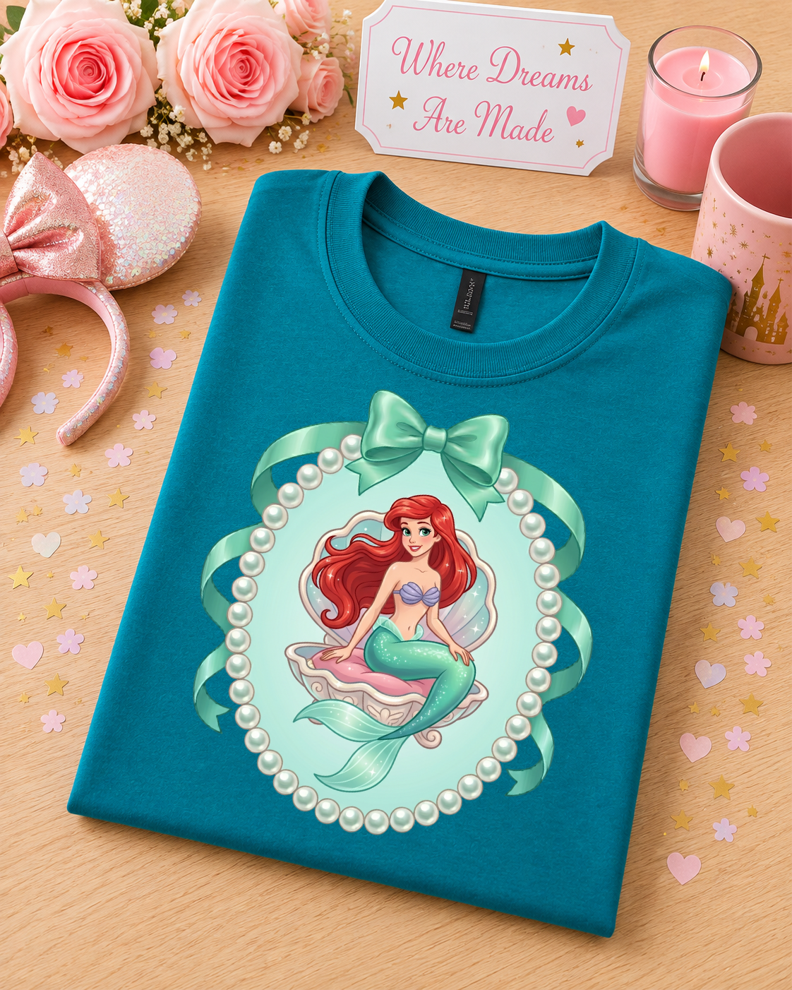 Mermaid Princess Pearl & Bow T-Shirt – Fairytale Mermaid Tee