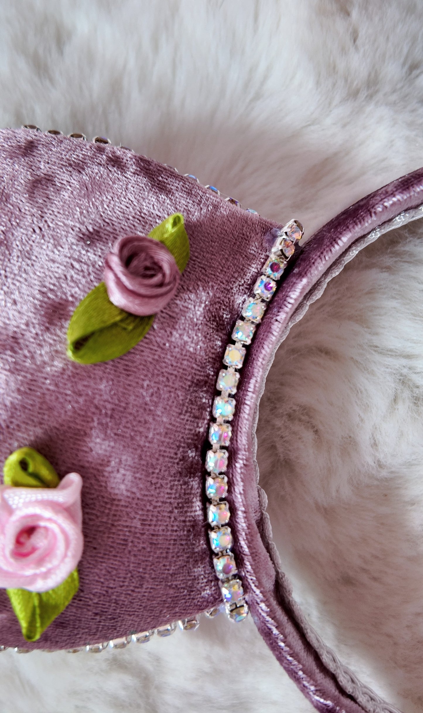 Dusky Pink Velvet, Floral Minnie Ears