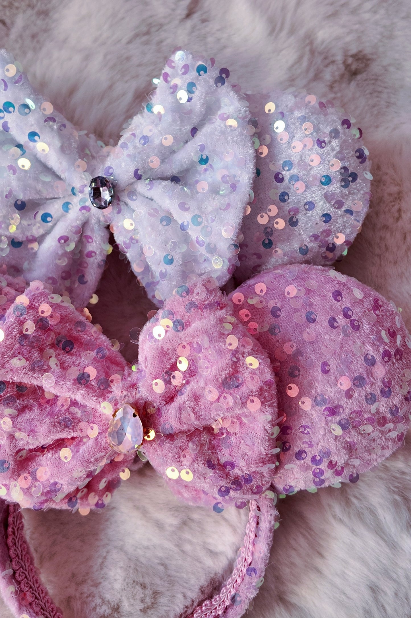 White Bridal Sparkly Sequin Minnie Ears Headband