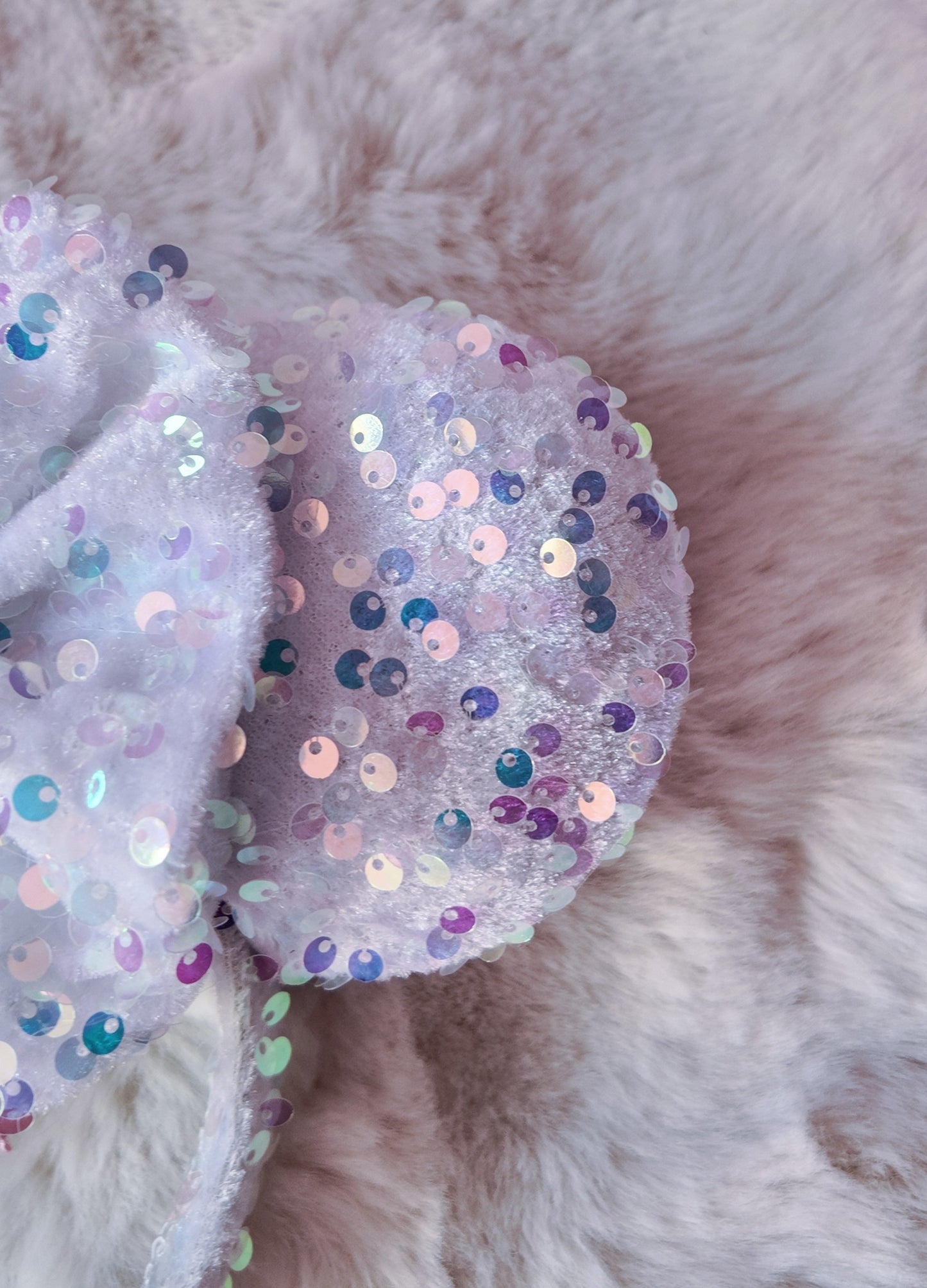 White Bridal Sparkly Sequin Minnie Ears Headband
