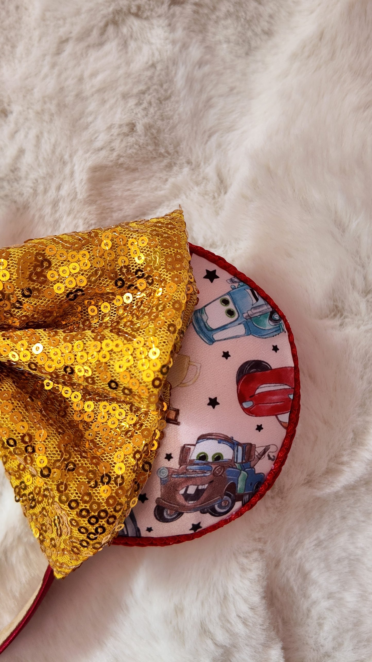 Cars Inspired Minnie Ears, Lightning McQueen Mouse Ears Headband, Racing Theme Inspired Ears