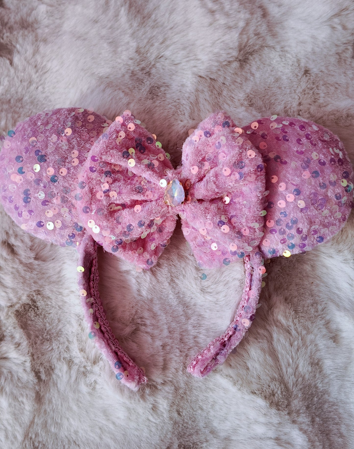 Pink Sparkly Minnie Ears Headband