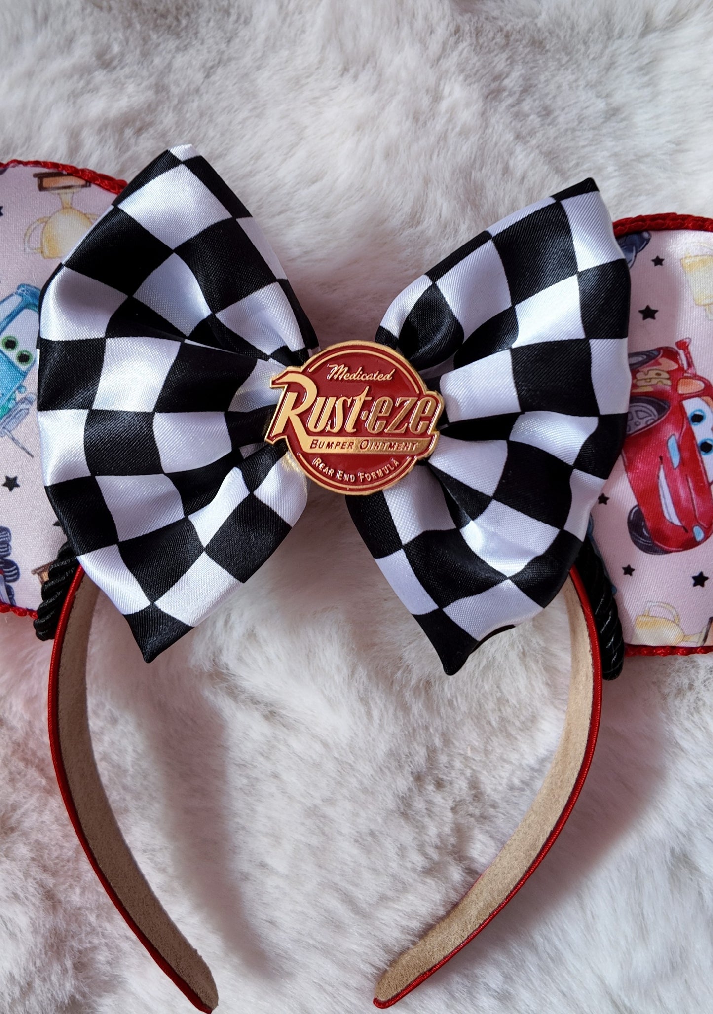 Cars Inspired Minnie Ears, Lightning McQueen Mouse Ears Headband, Racing Theme Inspired Ears