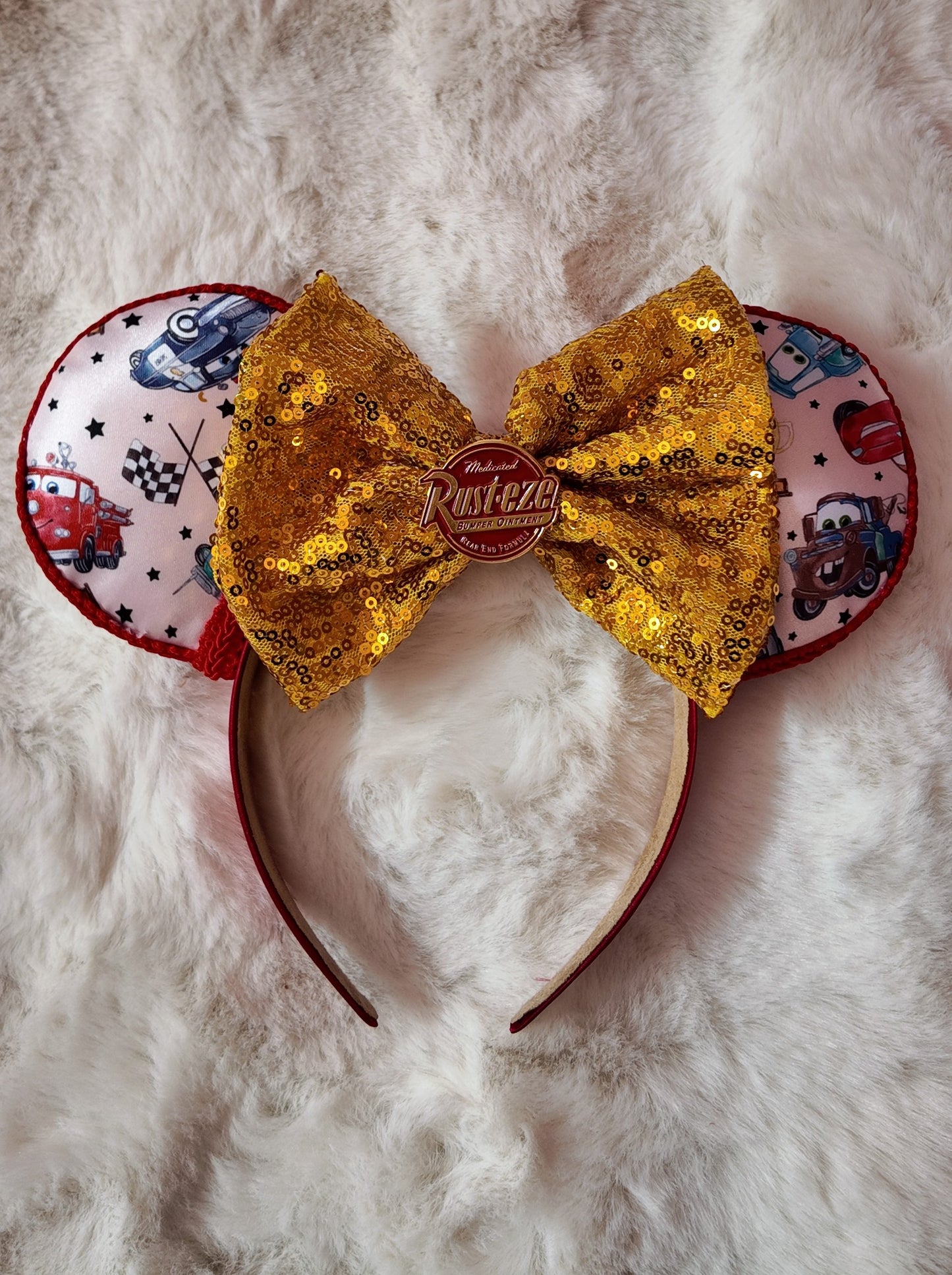 Cars Inspired Minnie Ears, Lightning McQueen Mouse Ears Headband, Racing Theme Inspired Ears