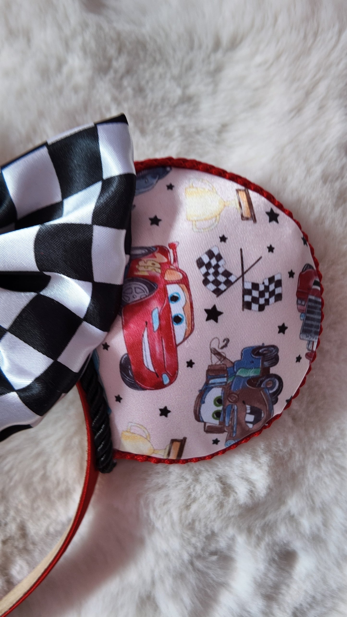 Cars Inspired Minnie Ears, Lightning McQueen Mouse Ears Headband, Racing Theme Inspired Ears