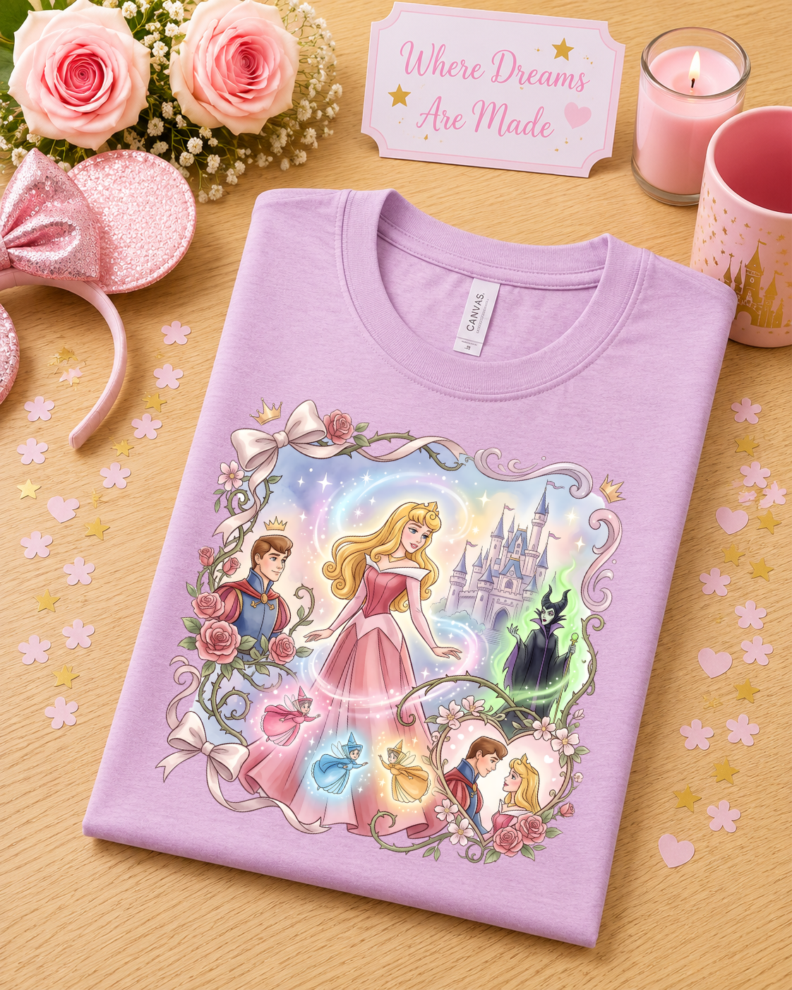 Sleeping Princess Fairytale T-Shirt – Princess, Castle & Rose Design