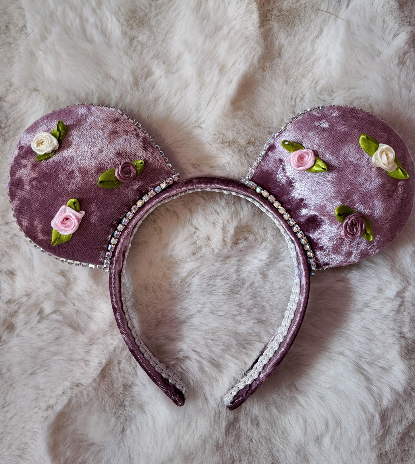 Dusky Pink Velvet, Floral Minnie Ears