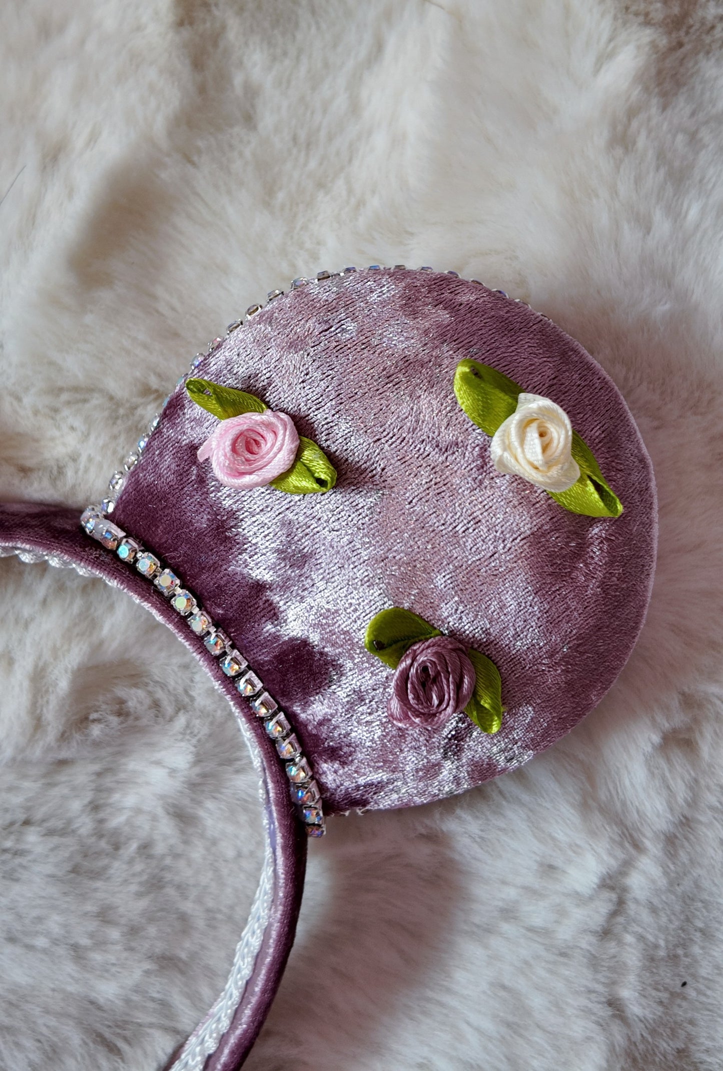 Dusky Pink Velvet, Floral Minnie Ears