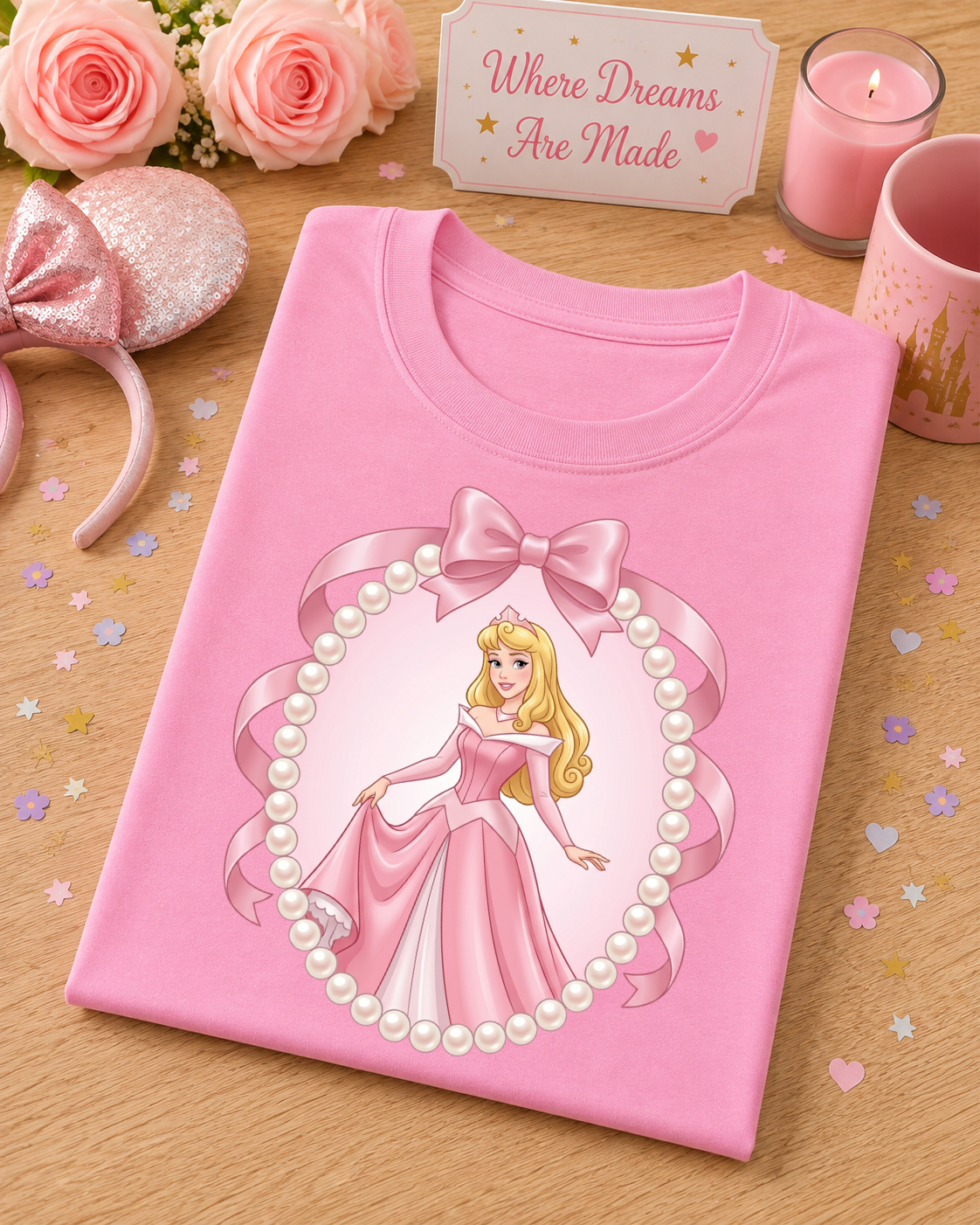 Pink Princess Pearl & Bow T-Shirt – Fairytale Princess Tee