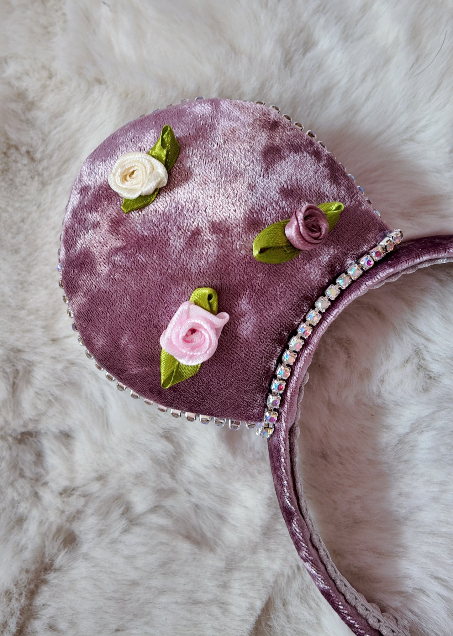 Dusky Pink Velvet, Floral Minnie Ears