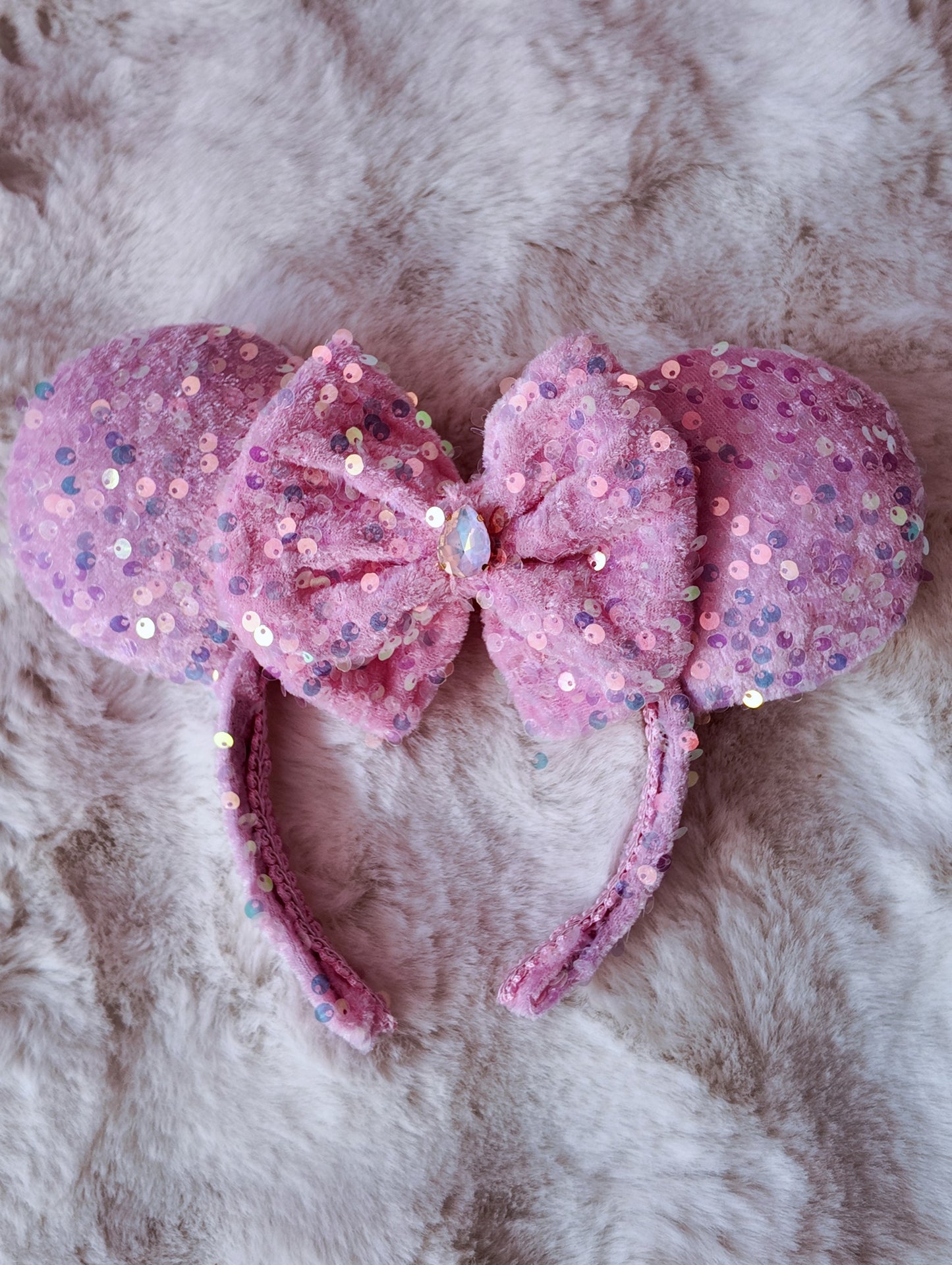 Pink Sparkly Minnie Ears Headband