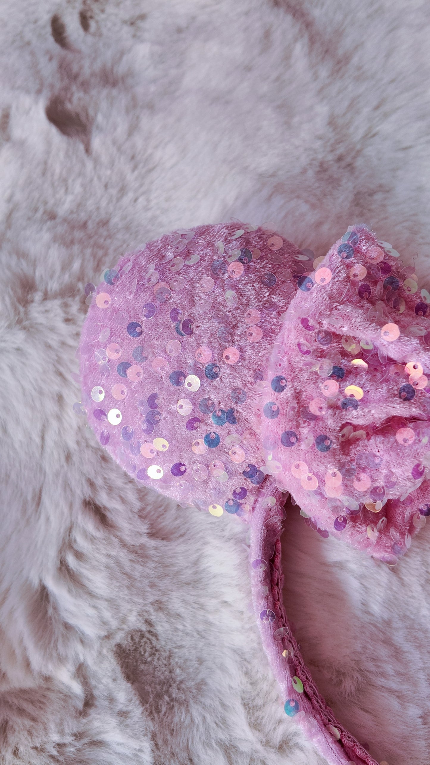 Pink Sparkly Minnie Ears Headband