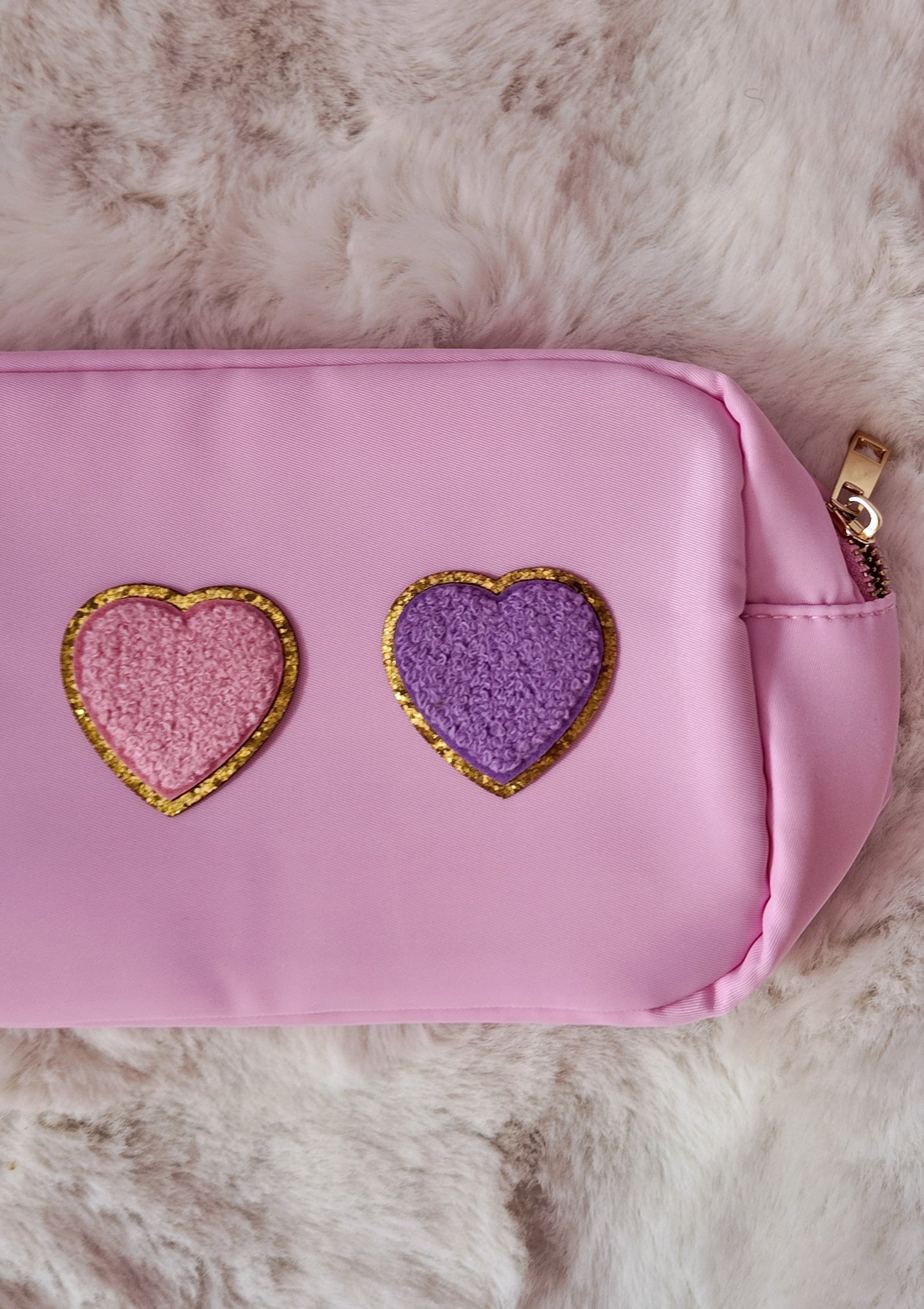 Hearts Cosmetic Bag/ Make Up Bag - Blue