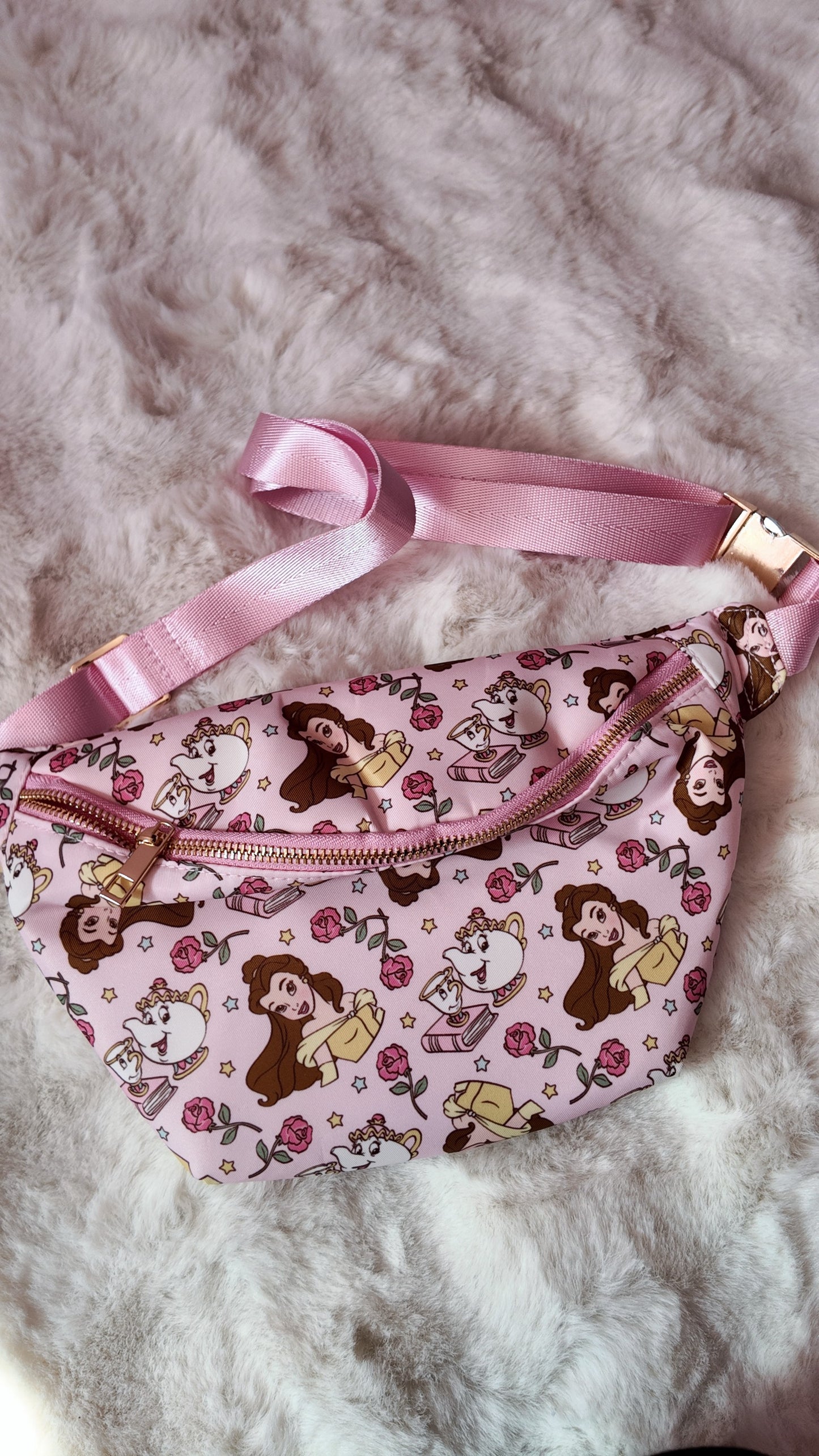 Beauty and the Beast Inspired Fanny Pack, Princess Pink Waist Bag, Belt Bag, Cute Theme Park Crossbody Bag
