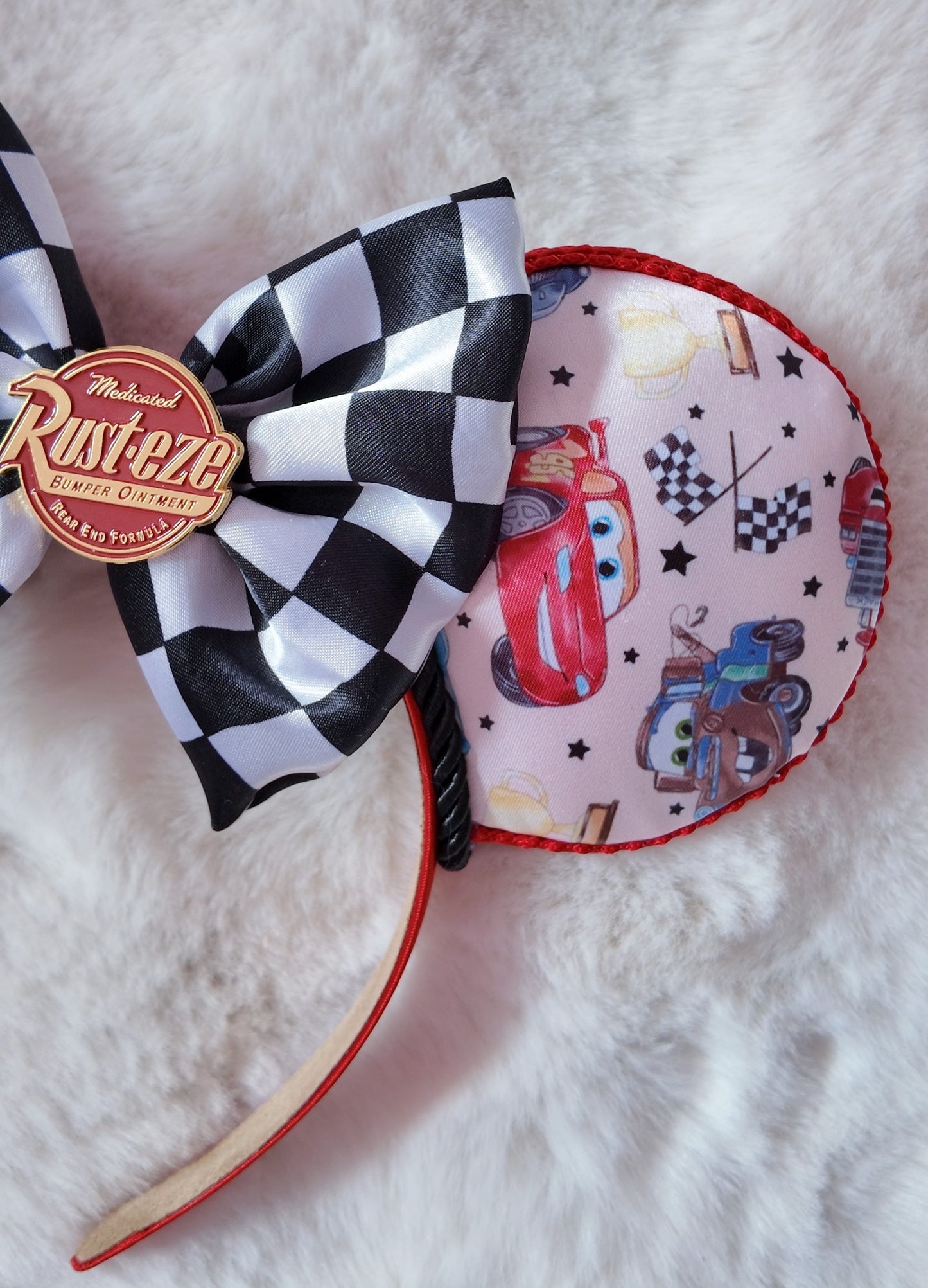 Cars Inspired Minnie Ears, Lightning McQueen Mouse Ears Headband, Racing Theme Inspired Ears