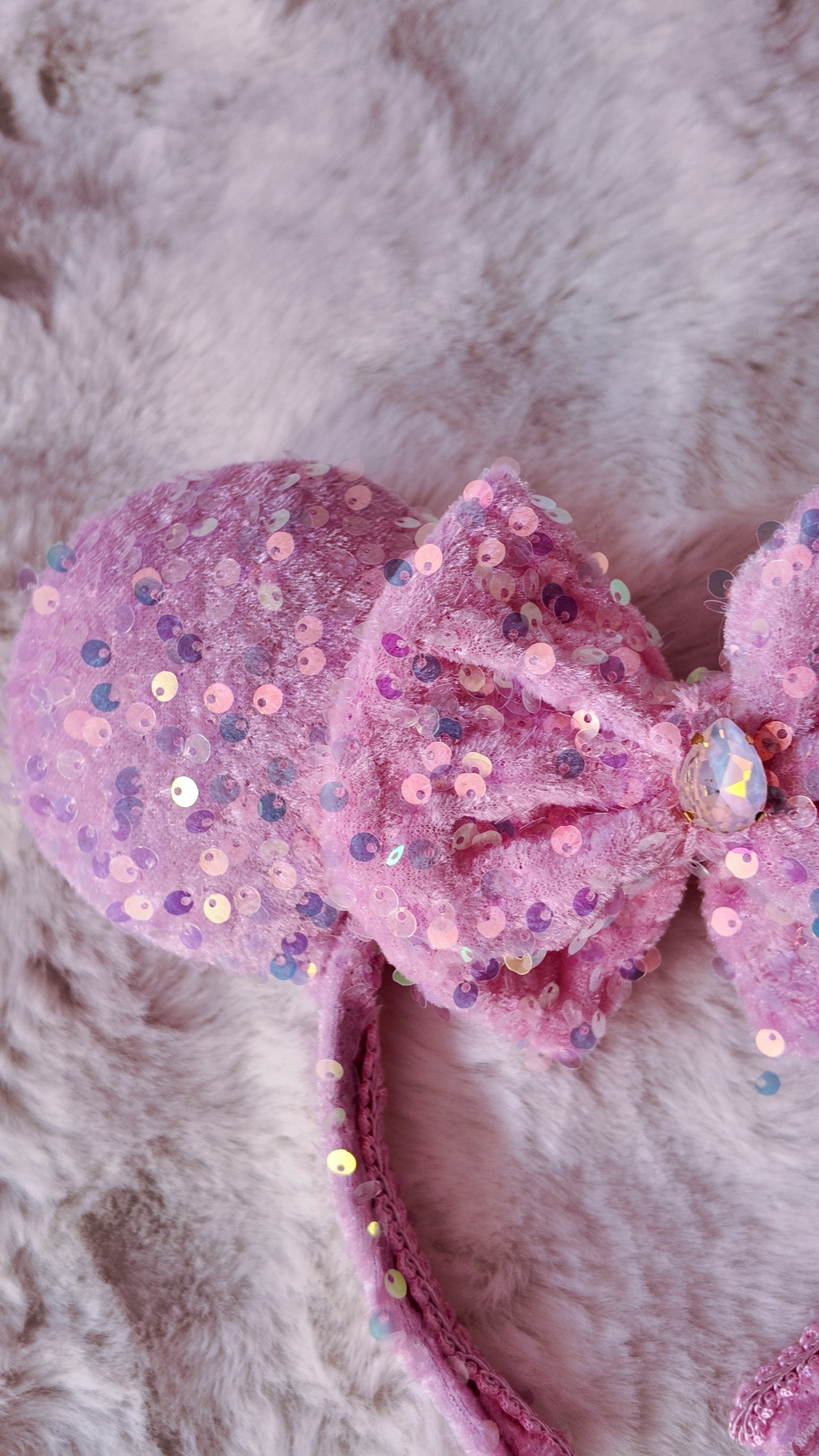 Pink Sparkly Minnie Ears Headband
