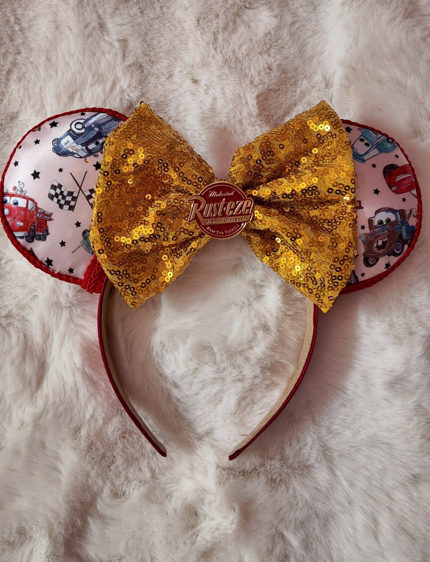Cars Inspired Minnie Ears, Lightning McQueen Mouse Ears Headband, Racing Theme Inspired Ears