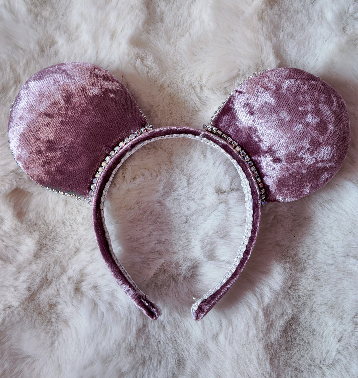 Dusky Pink Velvet, Floral Minnie Ears