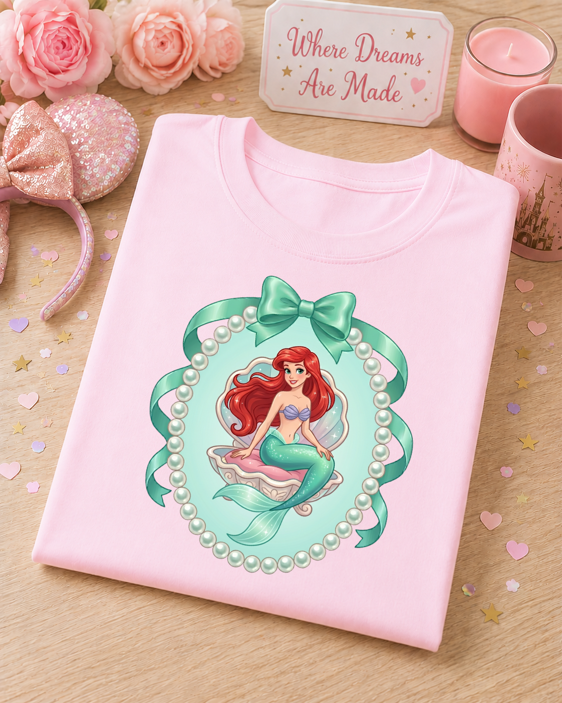 Mermaid Princess Pearl & Bow T-Shirt – Fairytale Mermaid Tee