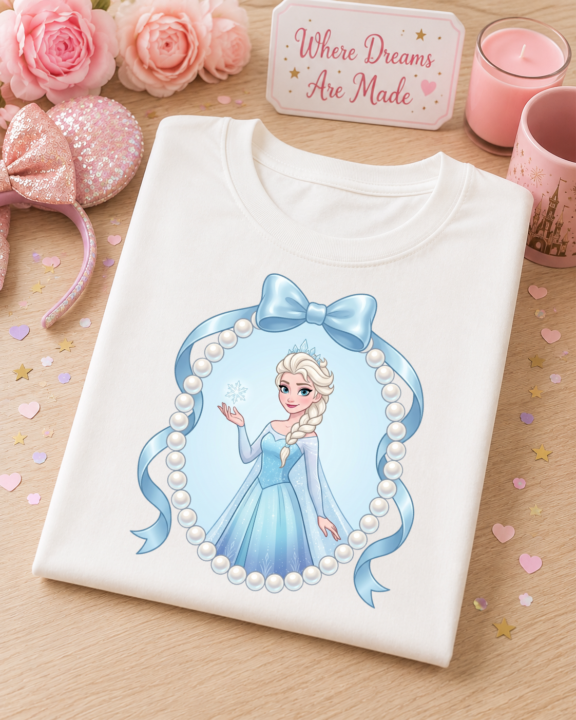 Ice Queen Pearl & Bow T-Shirt – Winter Fairytale Princess Tee