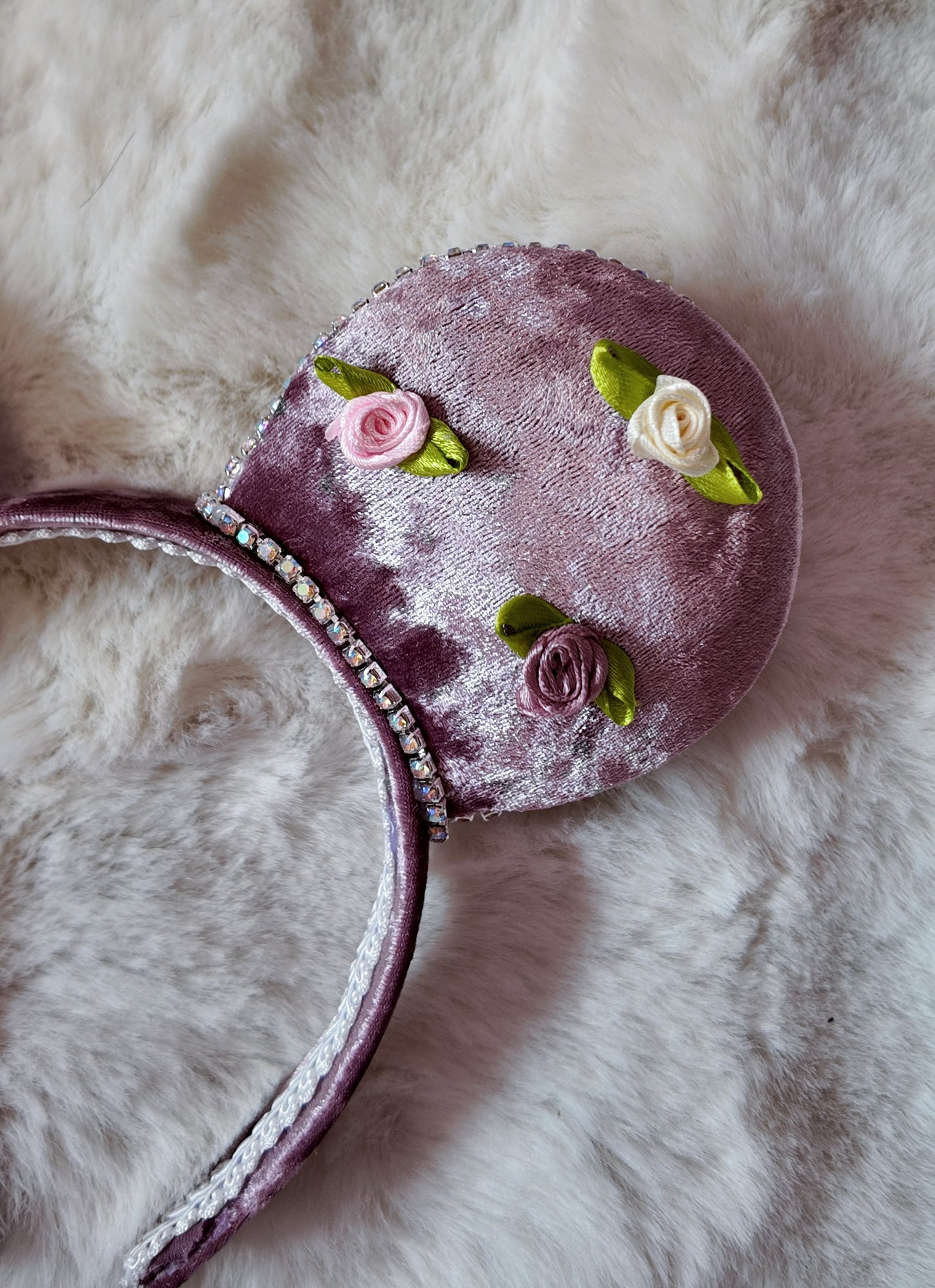 Dusky Pink Velvet, Floral Minnie Ears