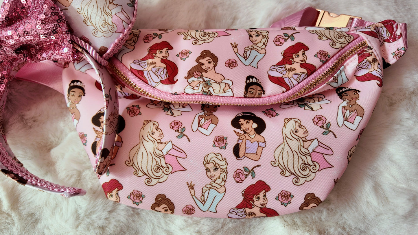 Princess Pink Fanny Pack, Cute Pastel Waist Bag, Theme Park Outfit, Princess Bum Bag